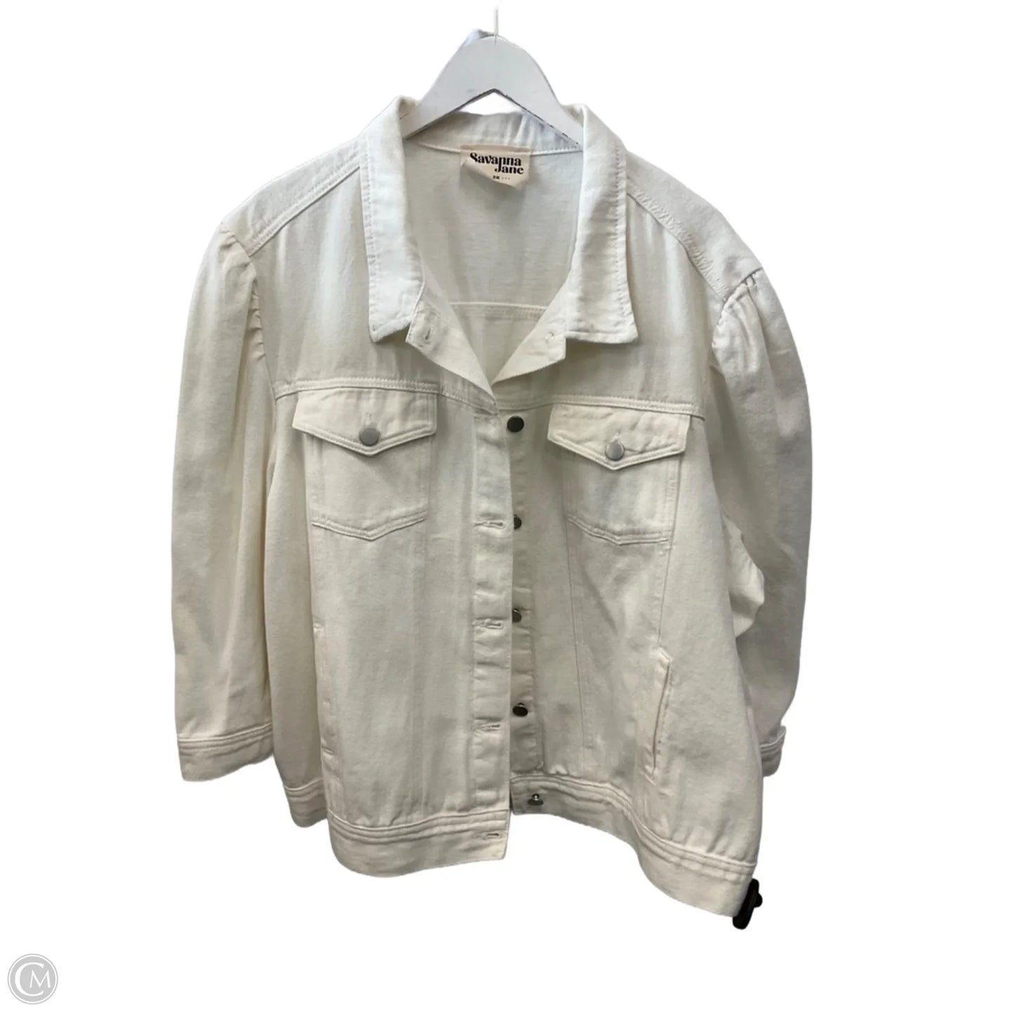 Jacket Denim By Savanna Jane In White, Size: 2x