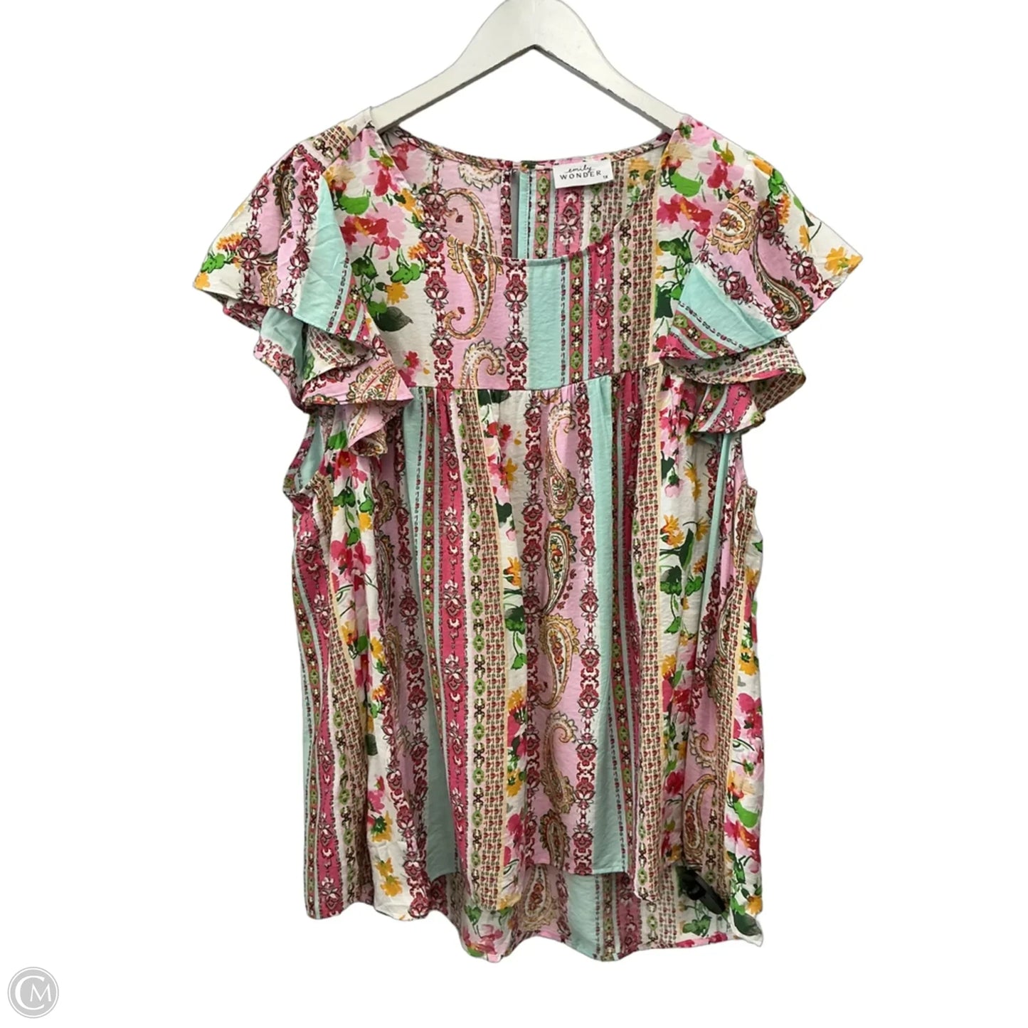 Top Short Sleeve By Emily Wonder In Floral Print, Size: 1x