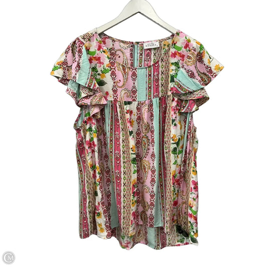 Top Short Sleeve By Emily Wonder In Floral Print, Size: 1x