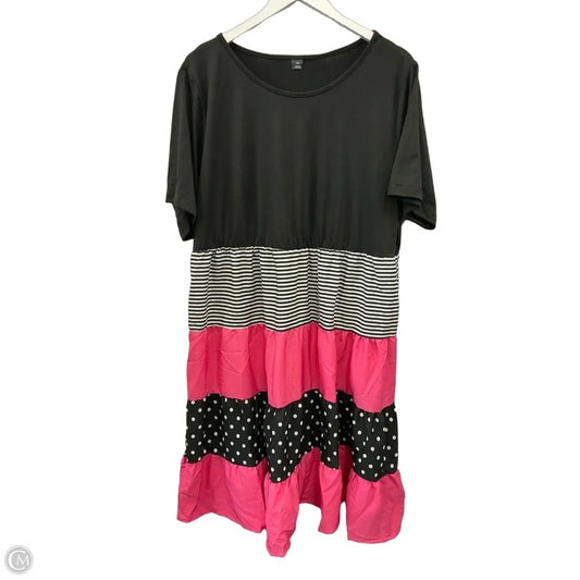 Dress Casual Midi By Shein In Black & Pink, Size: 1x