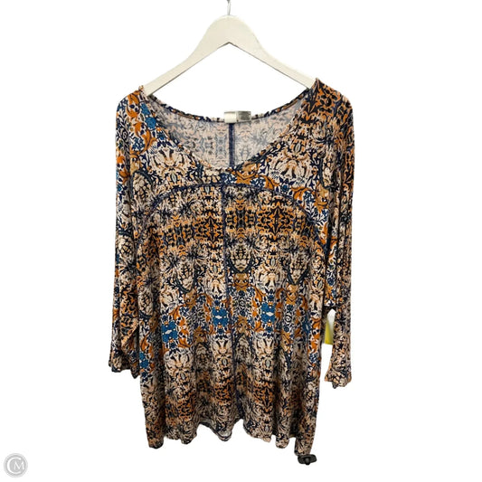 Top 3/4 Sleeve By Artisan Ny In Blue, Size: 3x