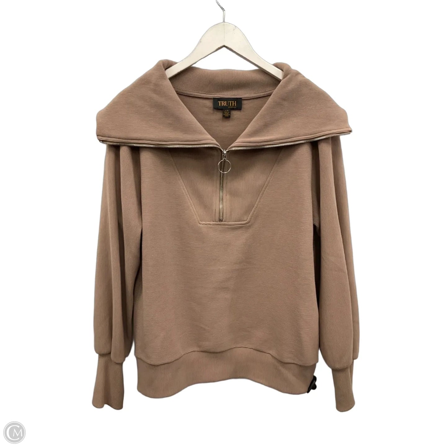 Sweatshirt Collar By Truth In Tan, Size: L