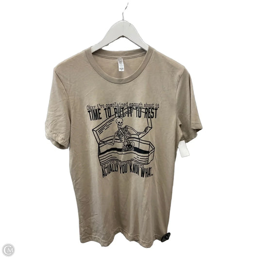 Top Short Sleeve Basic By Clothes Mentor In Beige, Size: M