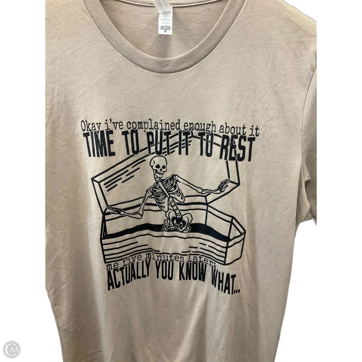 Top Short Sleeve Basic By Clothes Mentor In Beige, Size: M