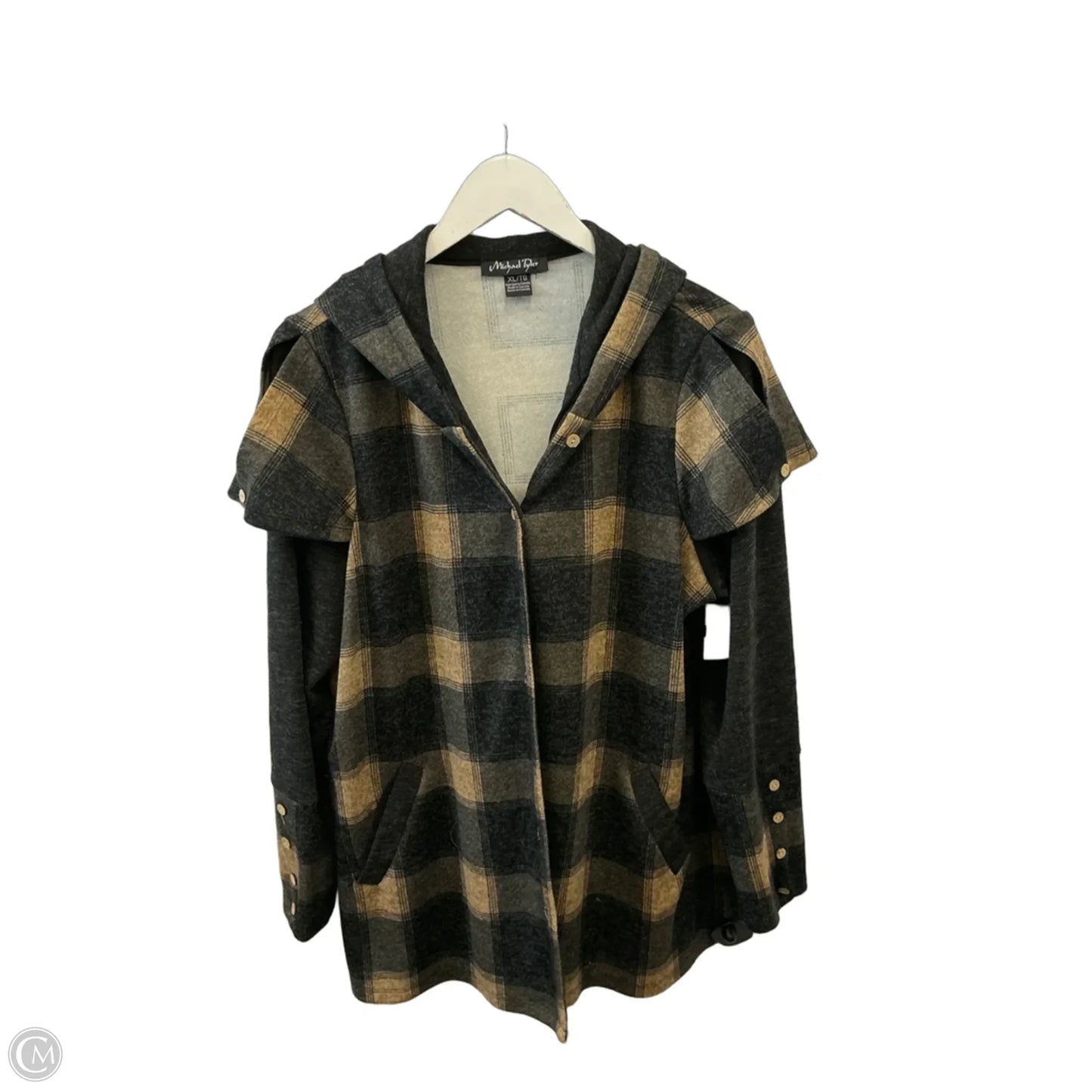 Jacket Shirt By Clothes Mentor In Black & Gold, Size: Xl