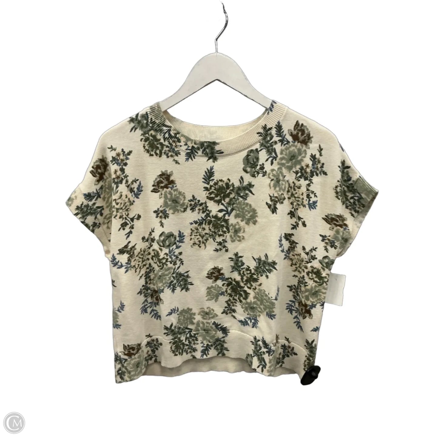 Sweater Short Sleeve By Loft In Cream, Size: M