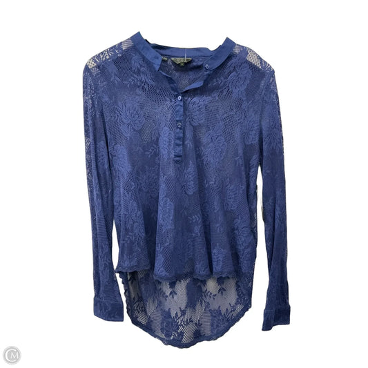 Top Long Sleeve By Guess In Blue, Size: S