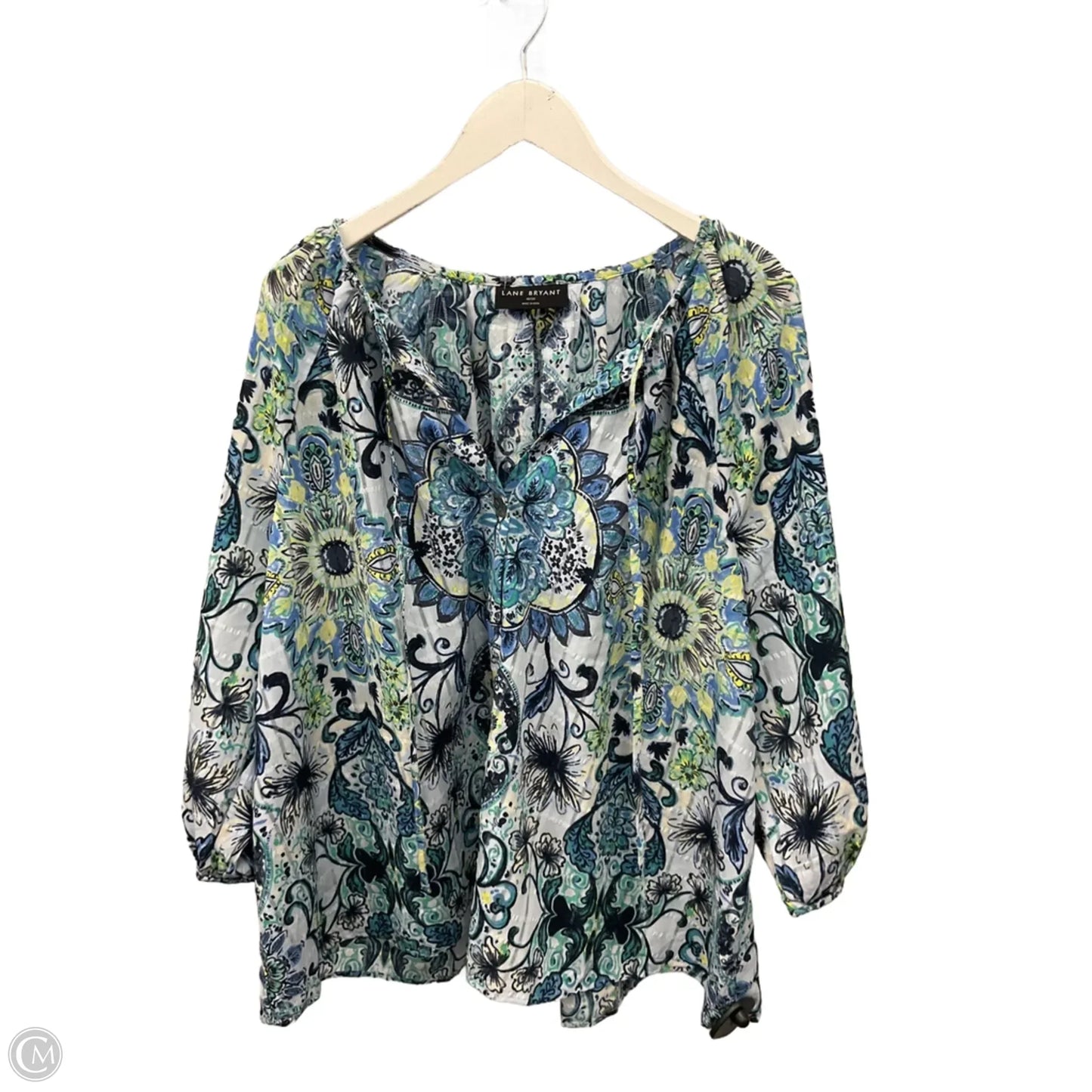 Top 3/4 Sleeve By Lane Bryant In Blue, Size: 1x