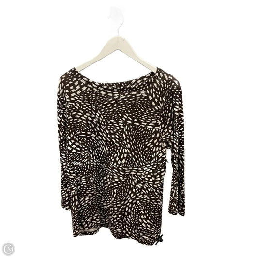 Top 3/4 Sleeve By Chicos In Brown & Cream, Size: Xl