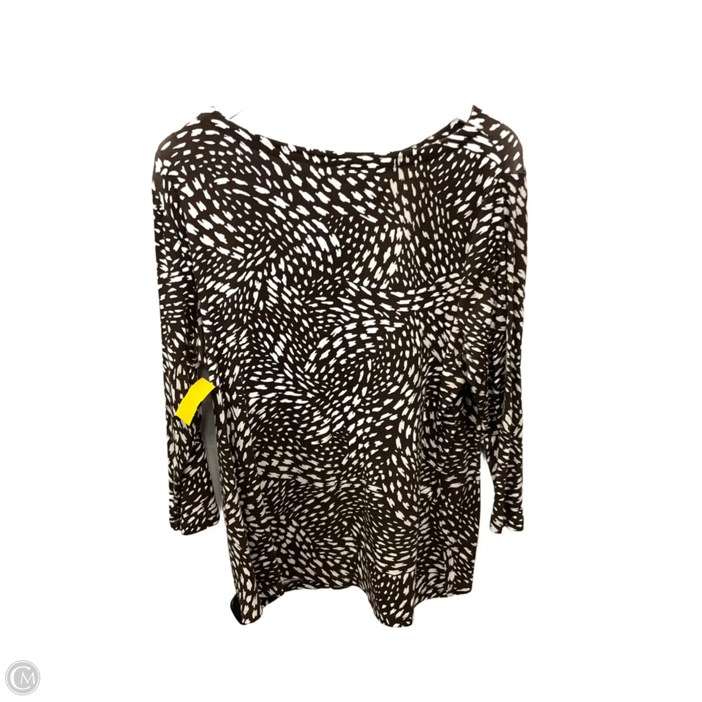 Top 3/4 Sleeve By Chicos In Brown & Cream, Size: Xl