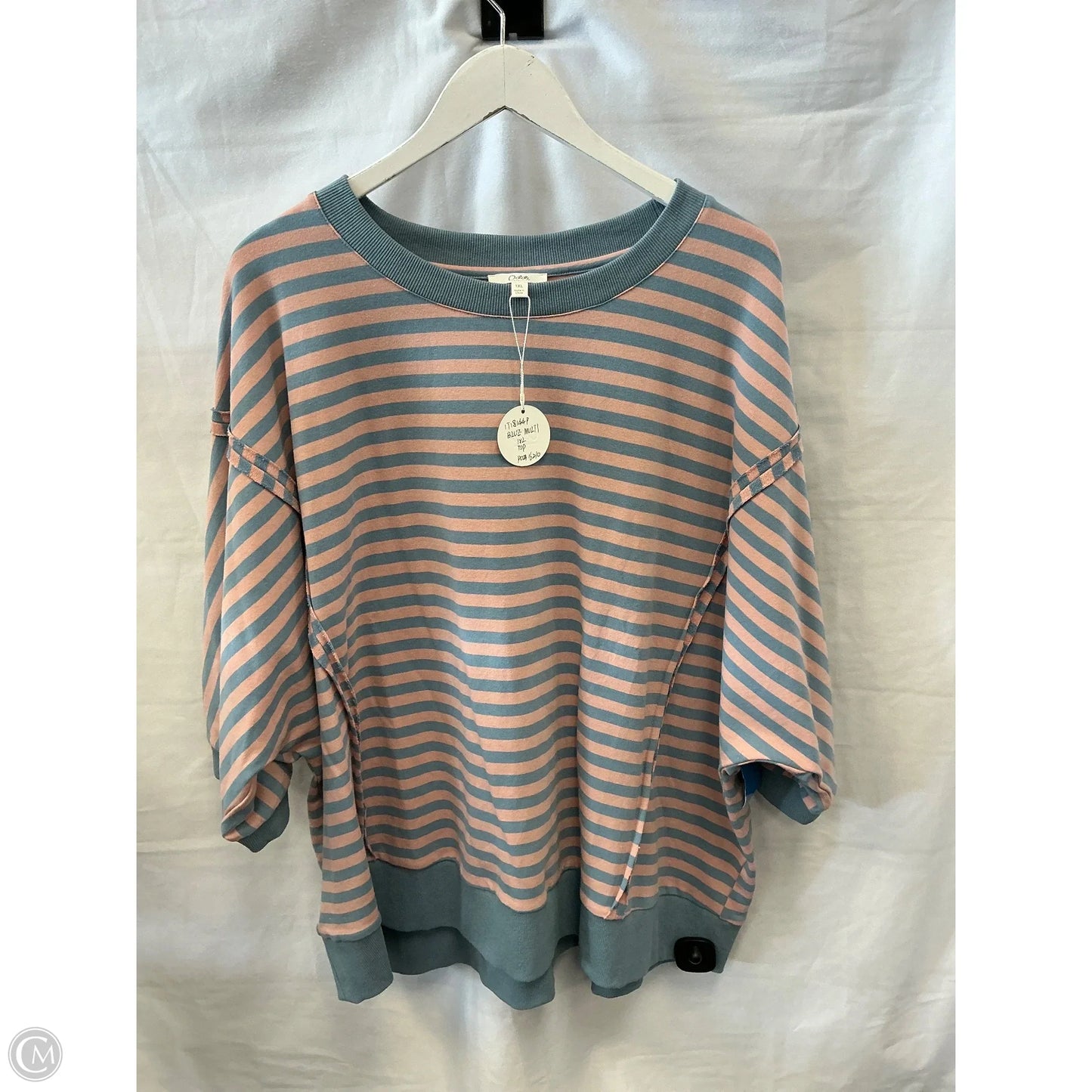 Top Short Sleeve By Oddi In Blue & Pink, Size: 1x