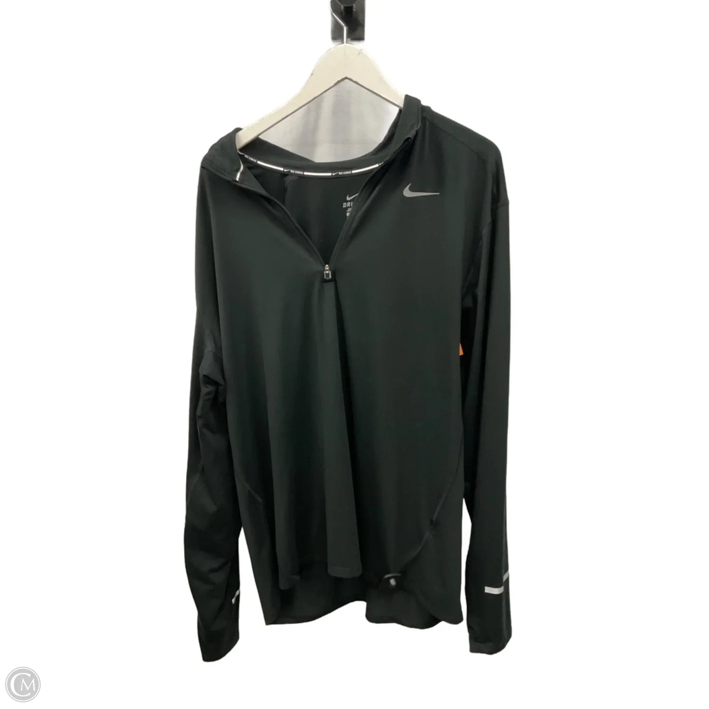 Athletic Top Long Sleeve Collar By Nike In Black, Size: Xxl