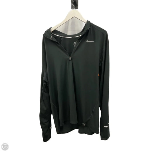 Athletic Top Long Sleeve Collar By Nike In Black, Size: Xxl