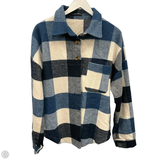 Jacket Shirt By Clothes Mentor In Blue & Cream, Size: Xxl