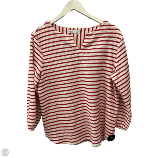 Top 3/4 Sleeve By Croft And Barrow In Cream & Red, Size: L