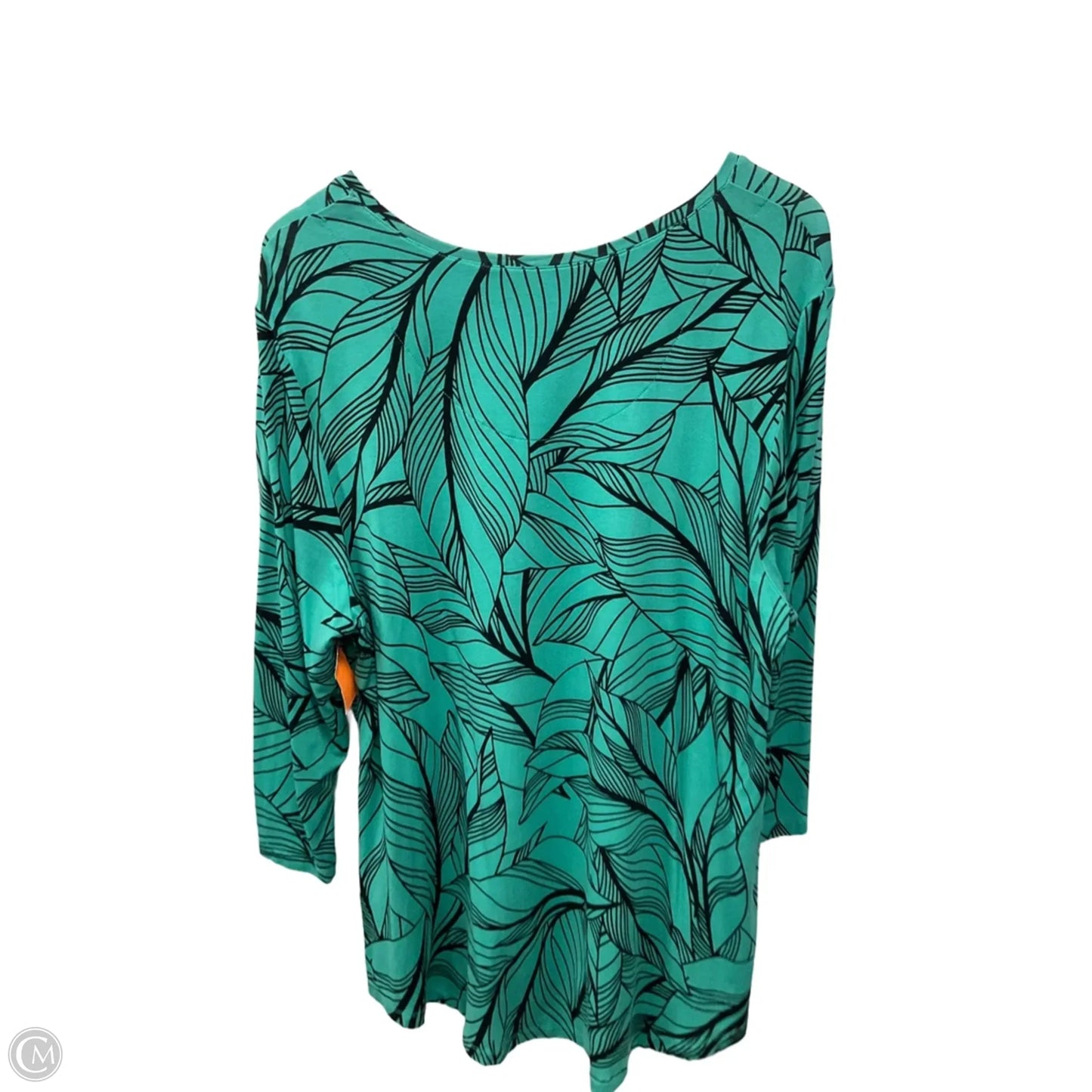 Top 3/4 Sleeve By Jm Collections In Black & Green, Size: Xl