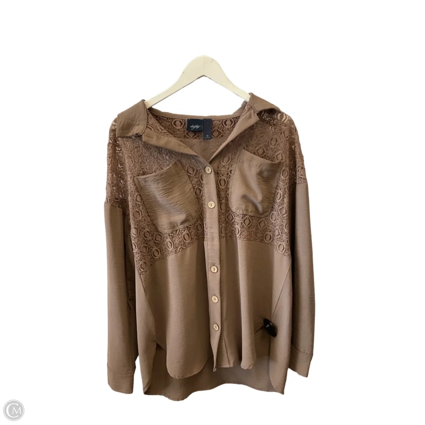 Top Long Sleeve By Daytrip In Brown, Size: M