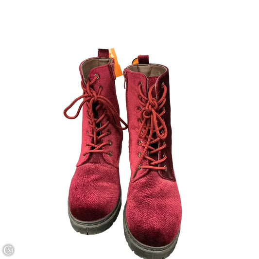 Boots Ankle Heels By Wanted In Maroon, Size: 9