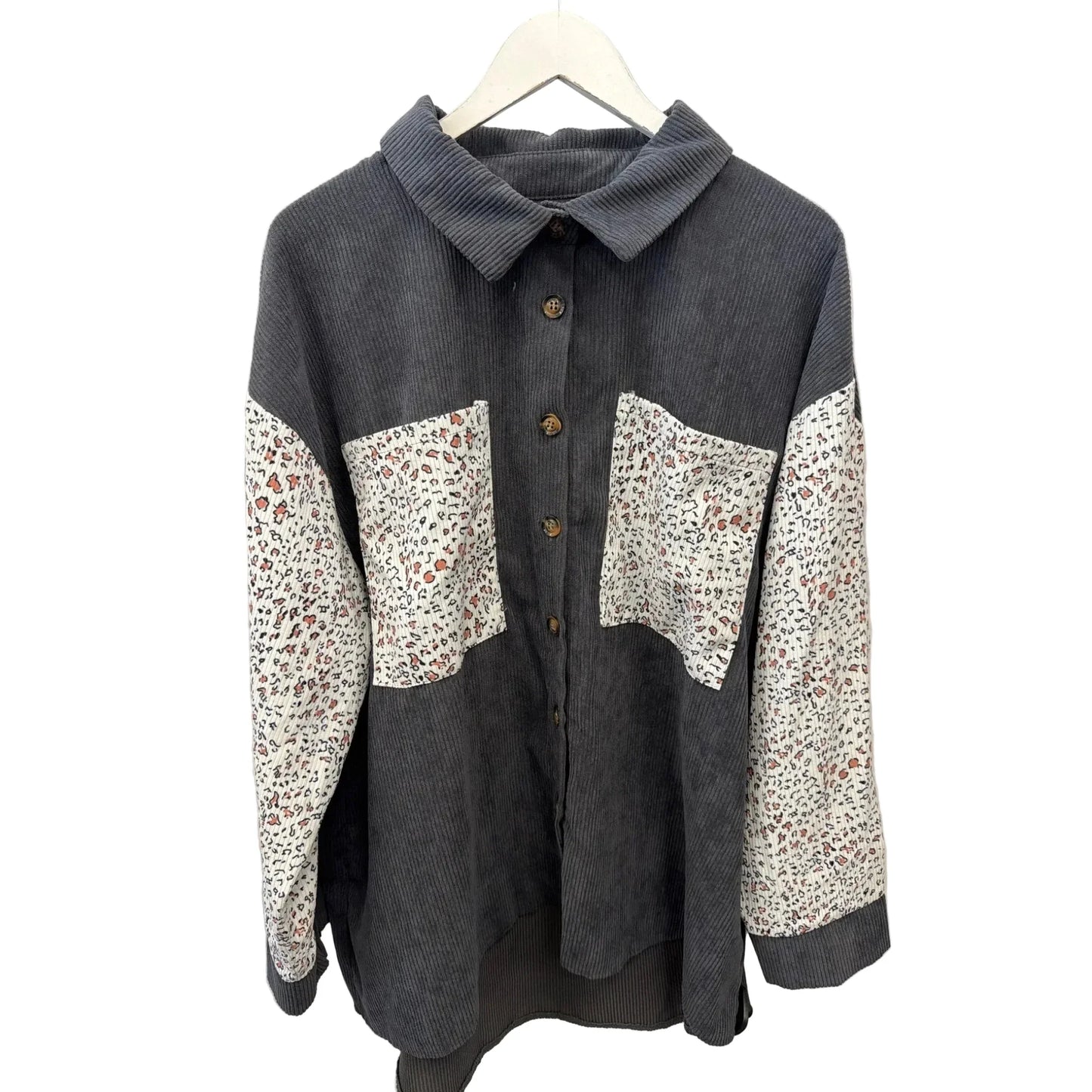 Top Long Sleeve By Shein In Grey, Size: 3x