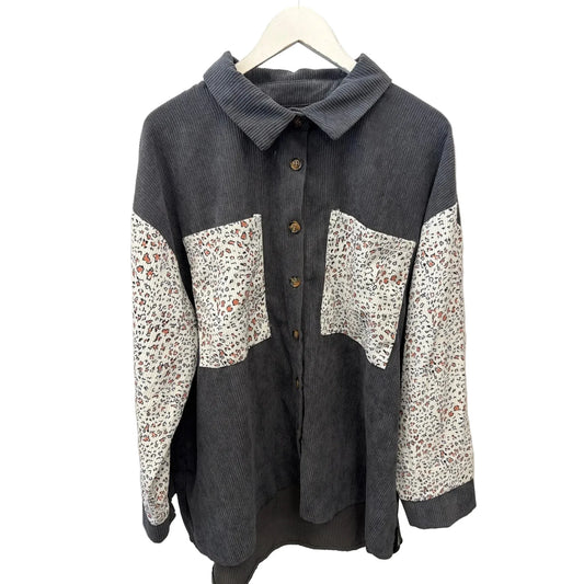 Top Long Sleeve By Shein In Grey, Size: 3x