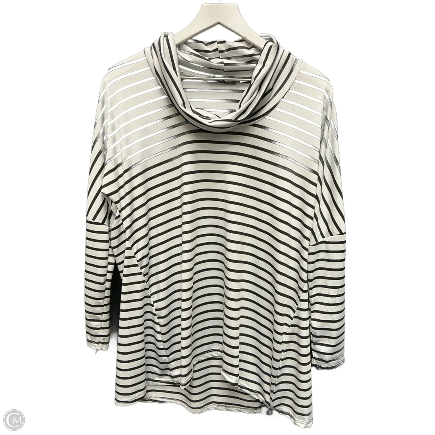 Tunic Long Sleeve By Clothes Mentor In Black & White, Size: M