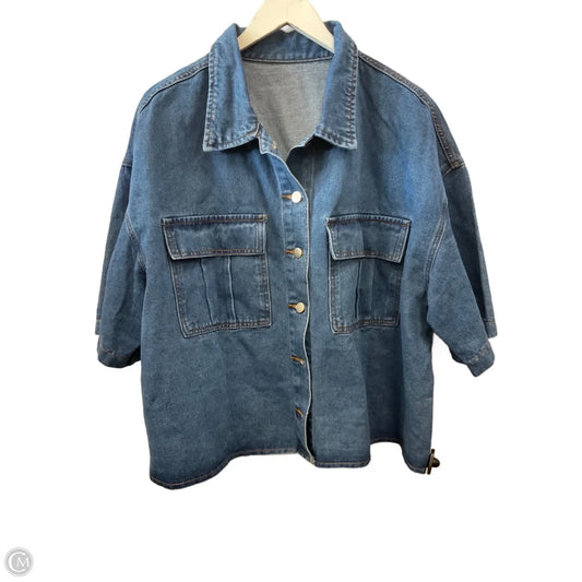 Jacket Shirt By Clothes Mentor In Blue Denim, Size: Xxl