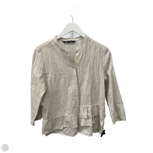 Top 3/4 Sleeve By Zara In Taupe, Size: M