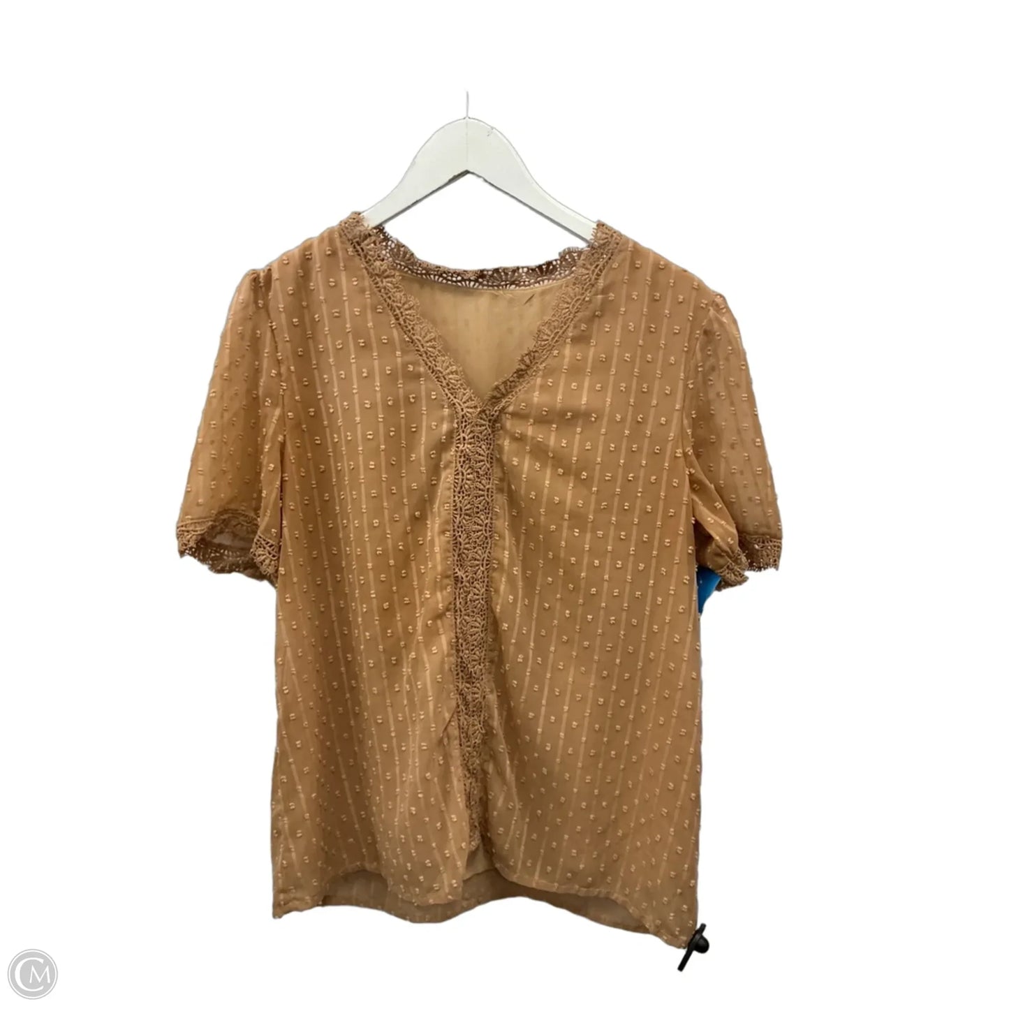 Blouse Short Sleeve By Clothes Mentor In Brown, Size: S