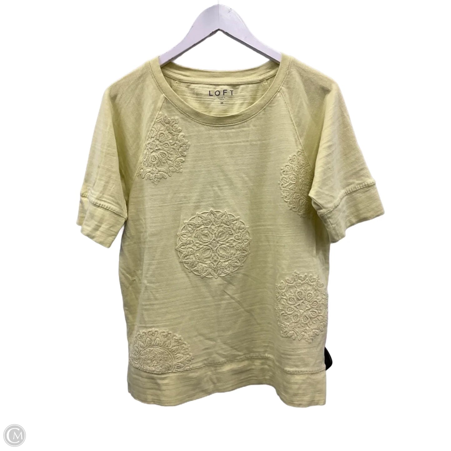 Top Short Sleeve By Loft In Yellow, Size: M