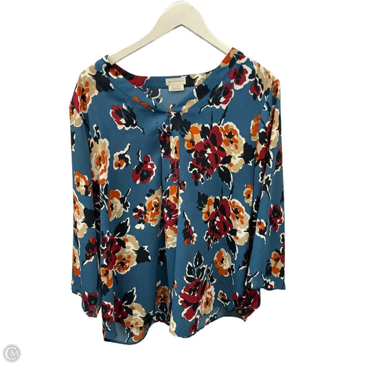 Top 3/4 Sleeve By Van Heusen In Floral Print, Size: Xl