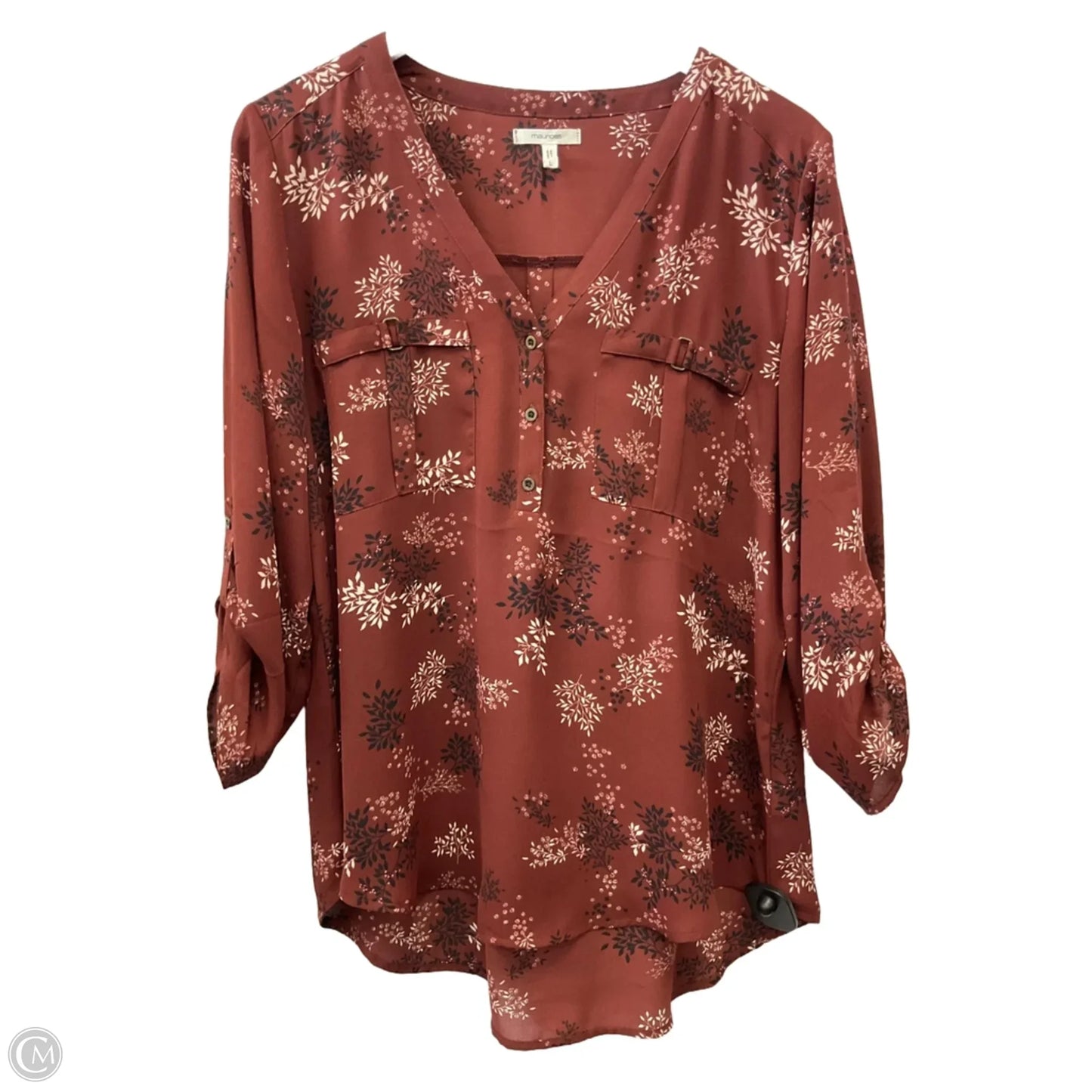 Top 3/4 Sleeve By Maurices In Floral Print, Size: L