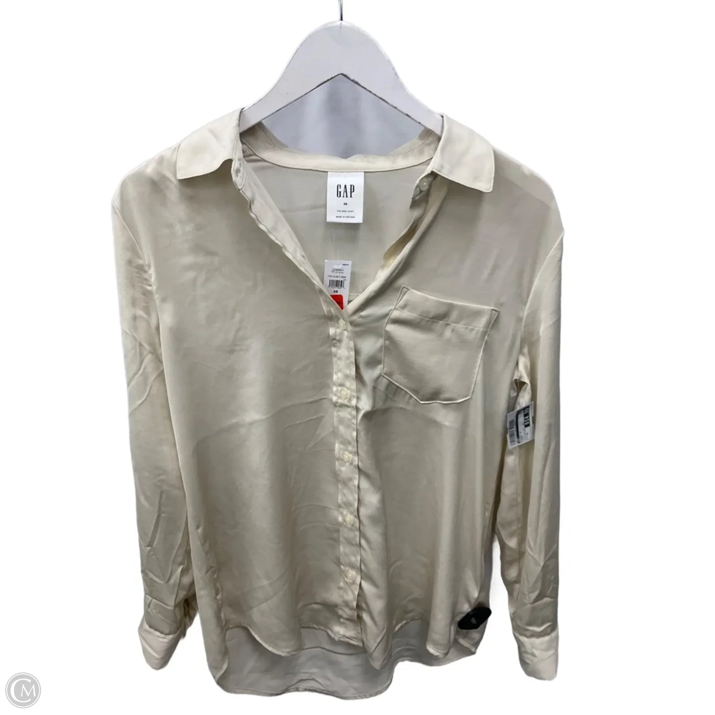 Blouse Long Sleeve By Gap In Cream, Size: Xs