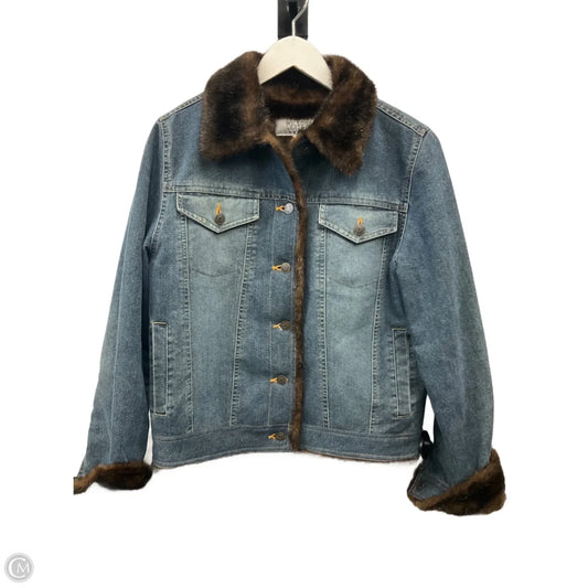 Jacket Faux Fur & Sherpa By Wilsons Leather In Blue Denim, Size: S