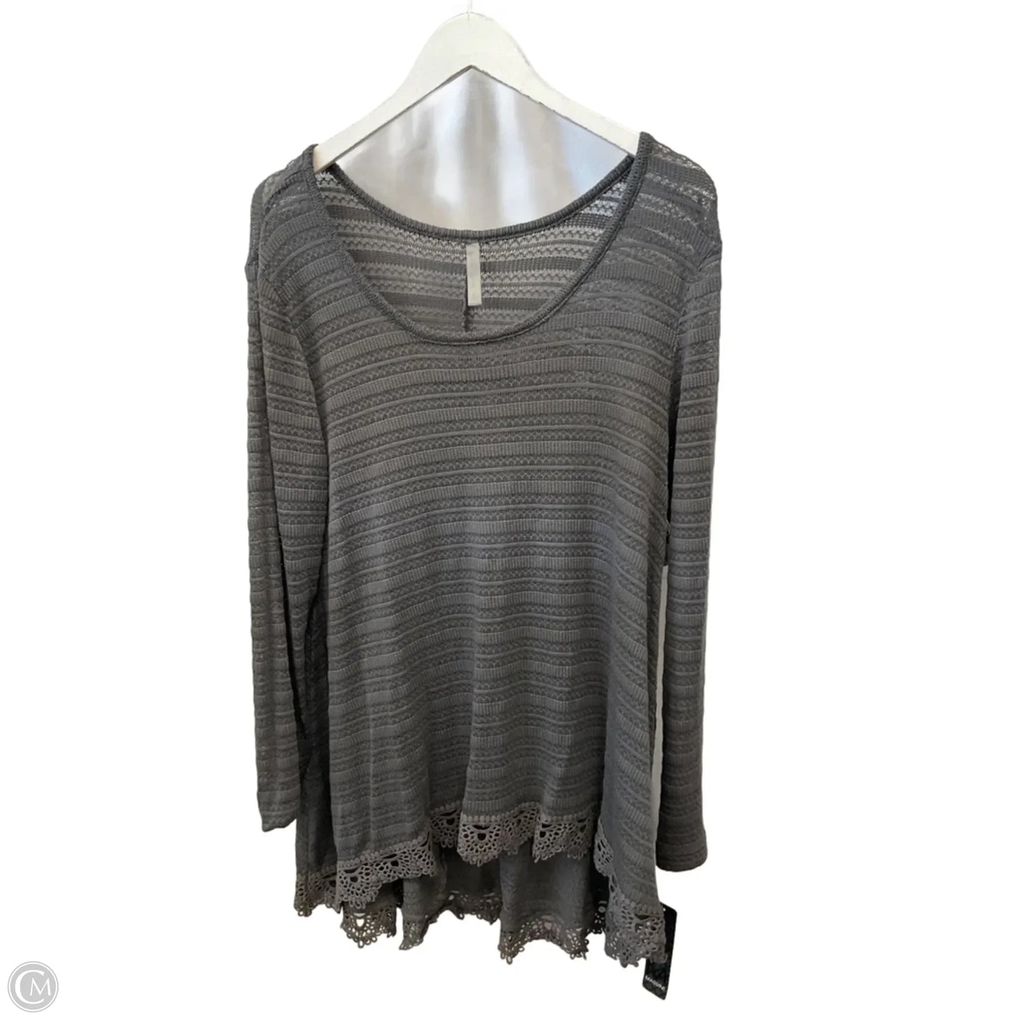 Top Long Sleeve By Massini In Grey, Size: Xl