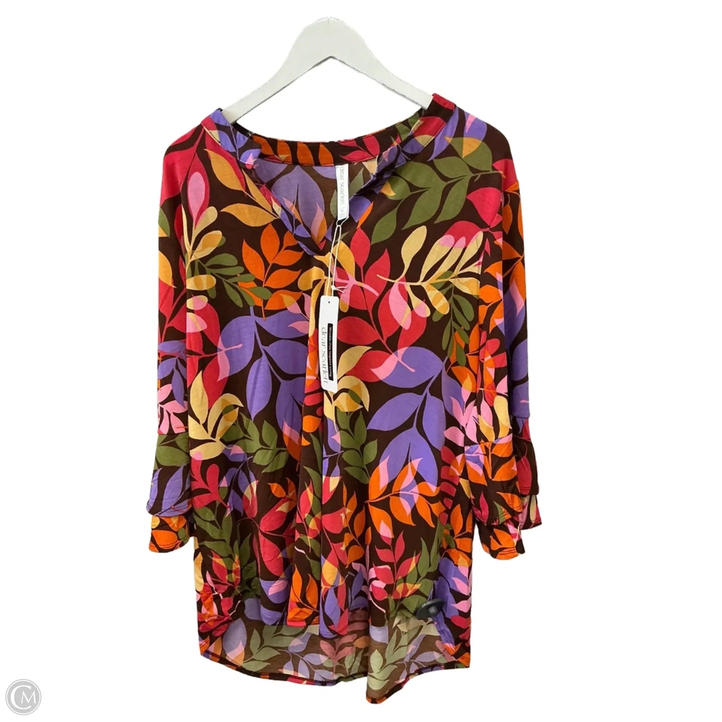 Top 3/4 Sleeve By Dear Scarlett In Floral Print, Size: 2x