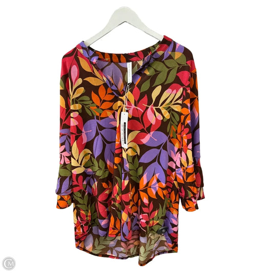 Top 3/4 Sleeve By Dear Scarlett In Floral Print, Size: 2x
