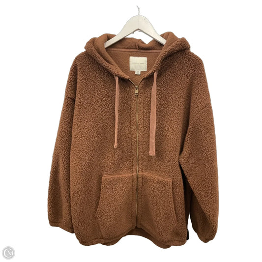 Jacket Fleece By American Eagle In Brown, Size: M