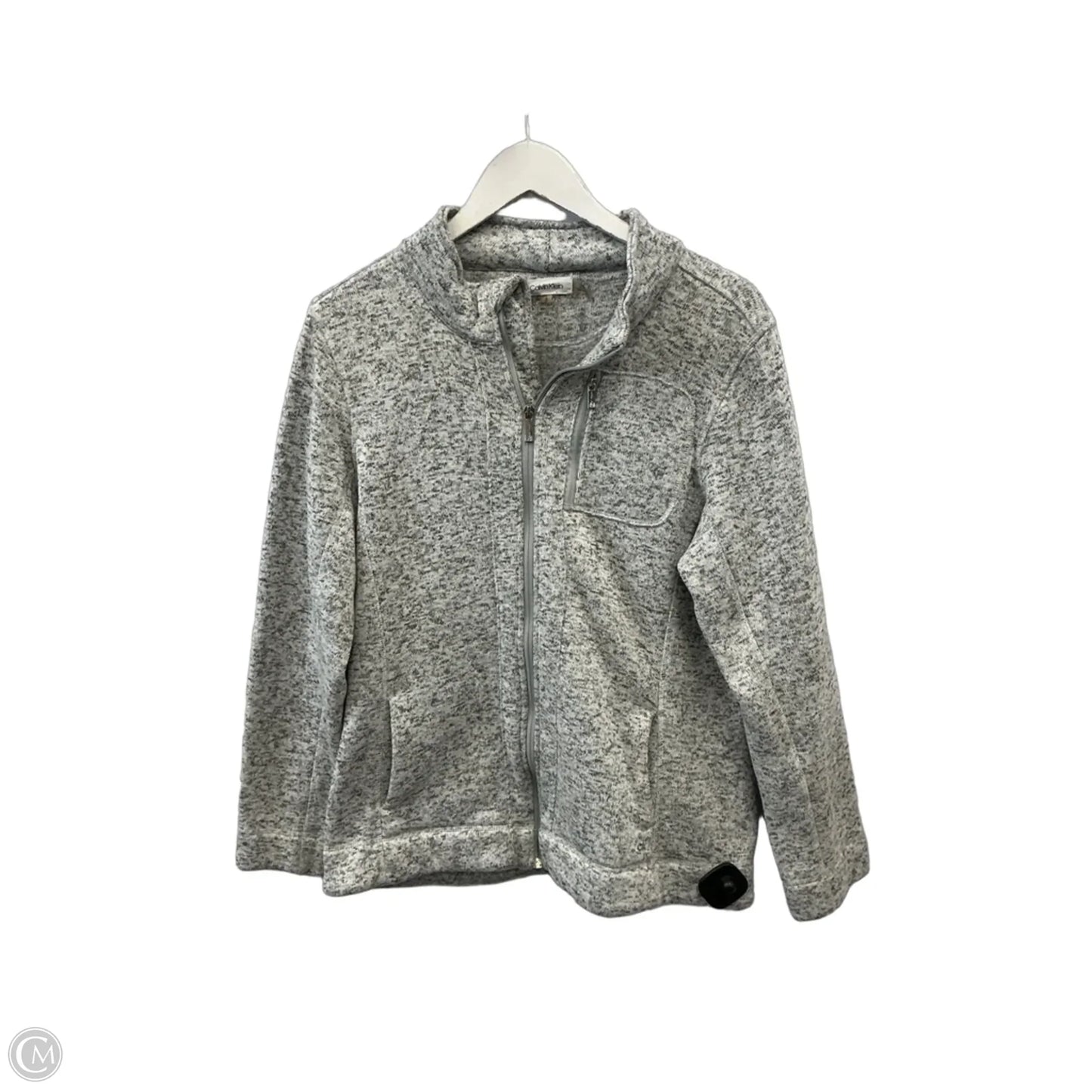 Athletic Jacket By Calvin Klein In Grey, Size: L