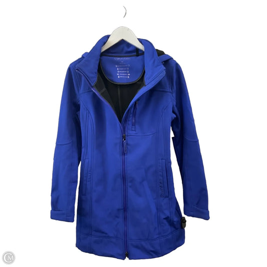 Coat Raincoat By Calvin Klein In Blue, Size: S