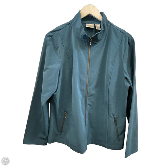 Athletic Jacket By Chicos In Blue, Size: L