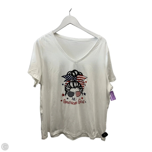 Top Short Sleeve By Clothes Mentor In Blue & Red & White, Size: 2x
