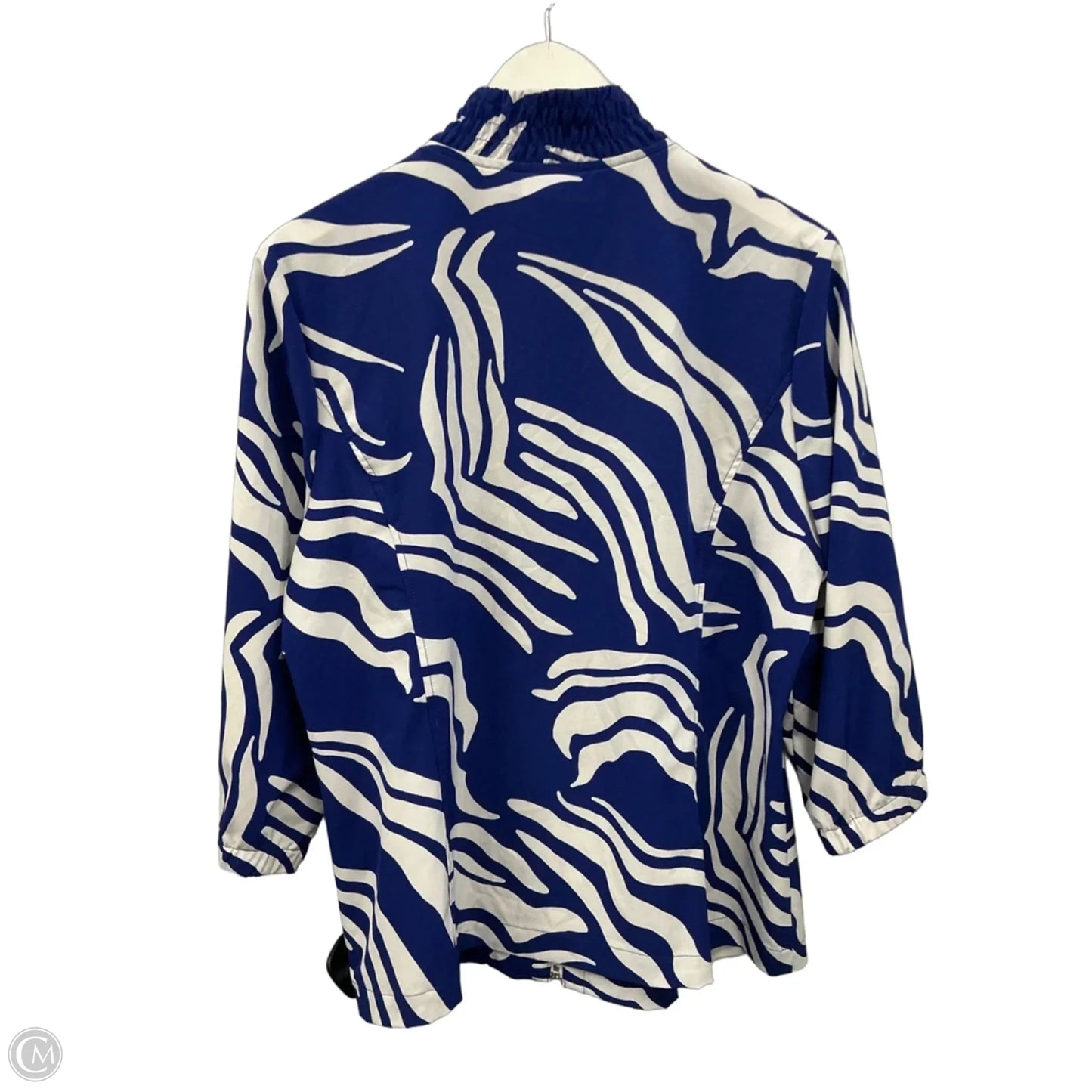 Athletic Jacket By Zenergy By Chicos In Blue & White, Size: L