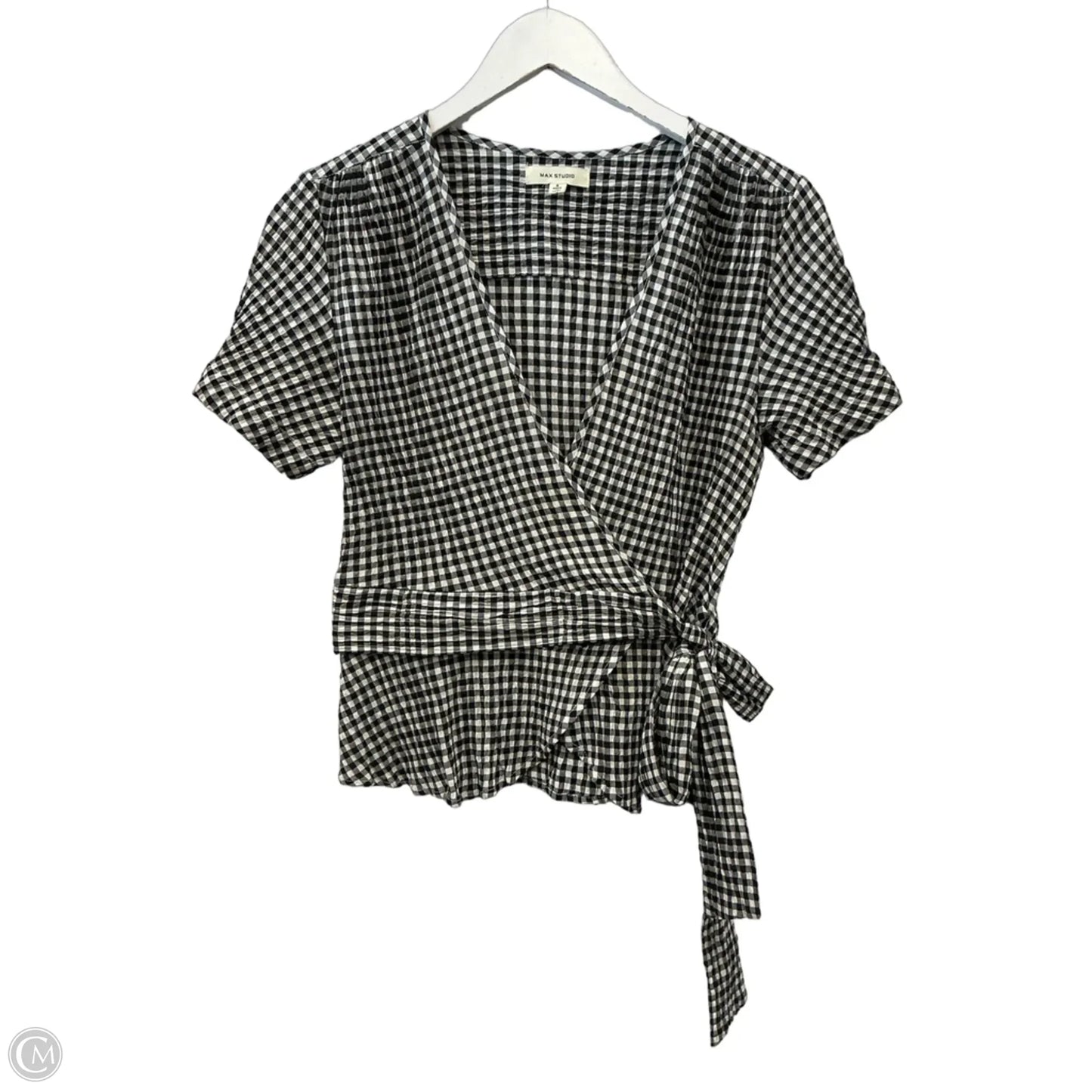 Top Short Sleeve By Max Studio In Checkered Pattern, Size: S