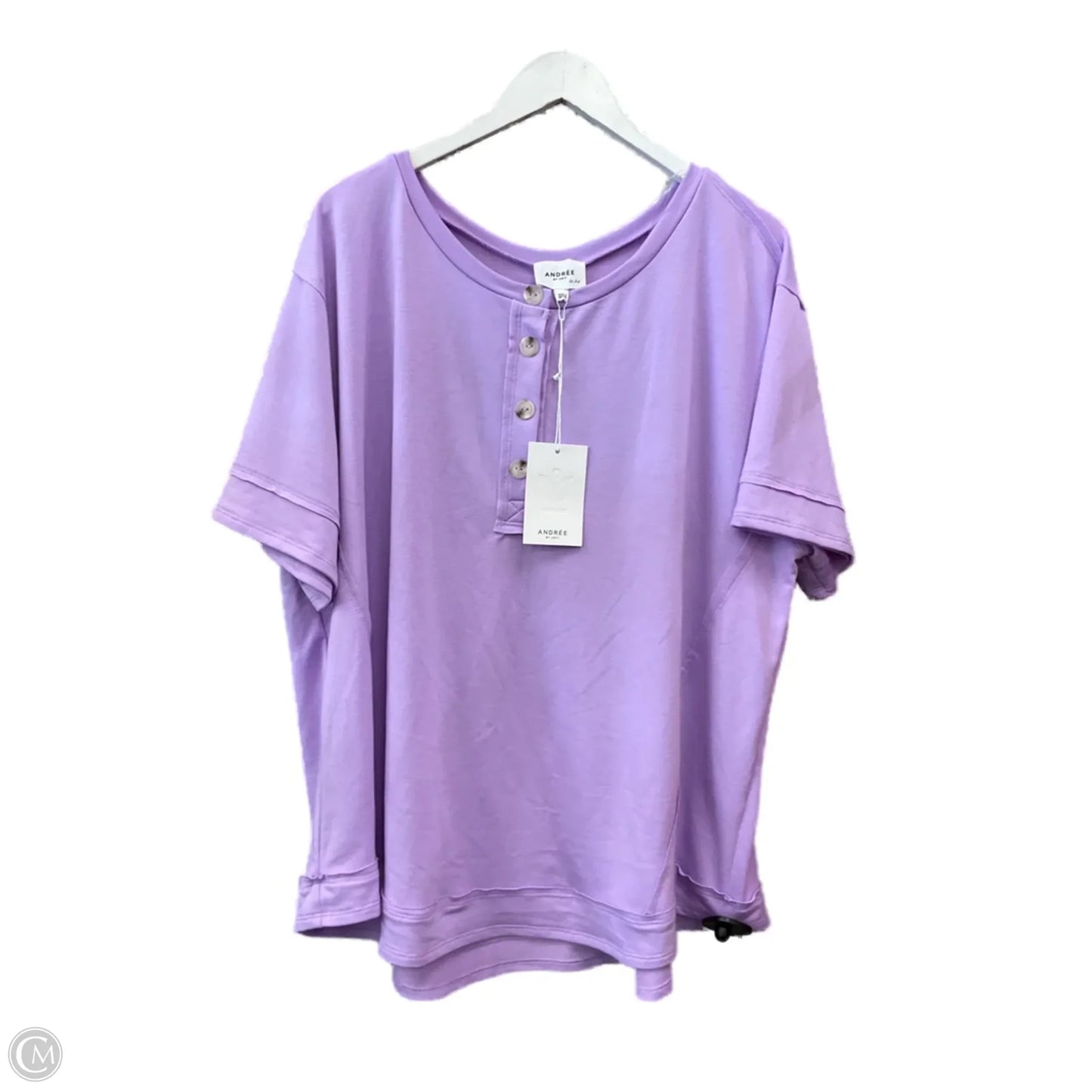 Top Short Sleeve By Andree By Unit In Purple, Size: 1x