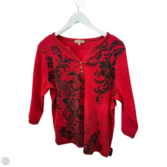 Top 3/4 Sleeve By Clothes Mentor In Red, Size: 2x