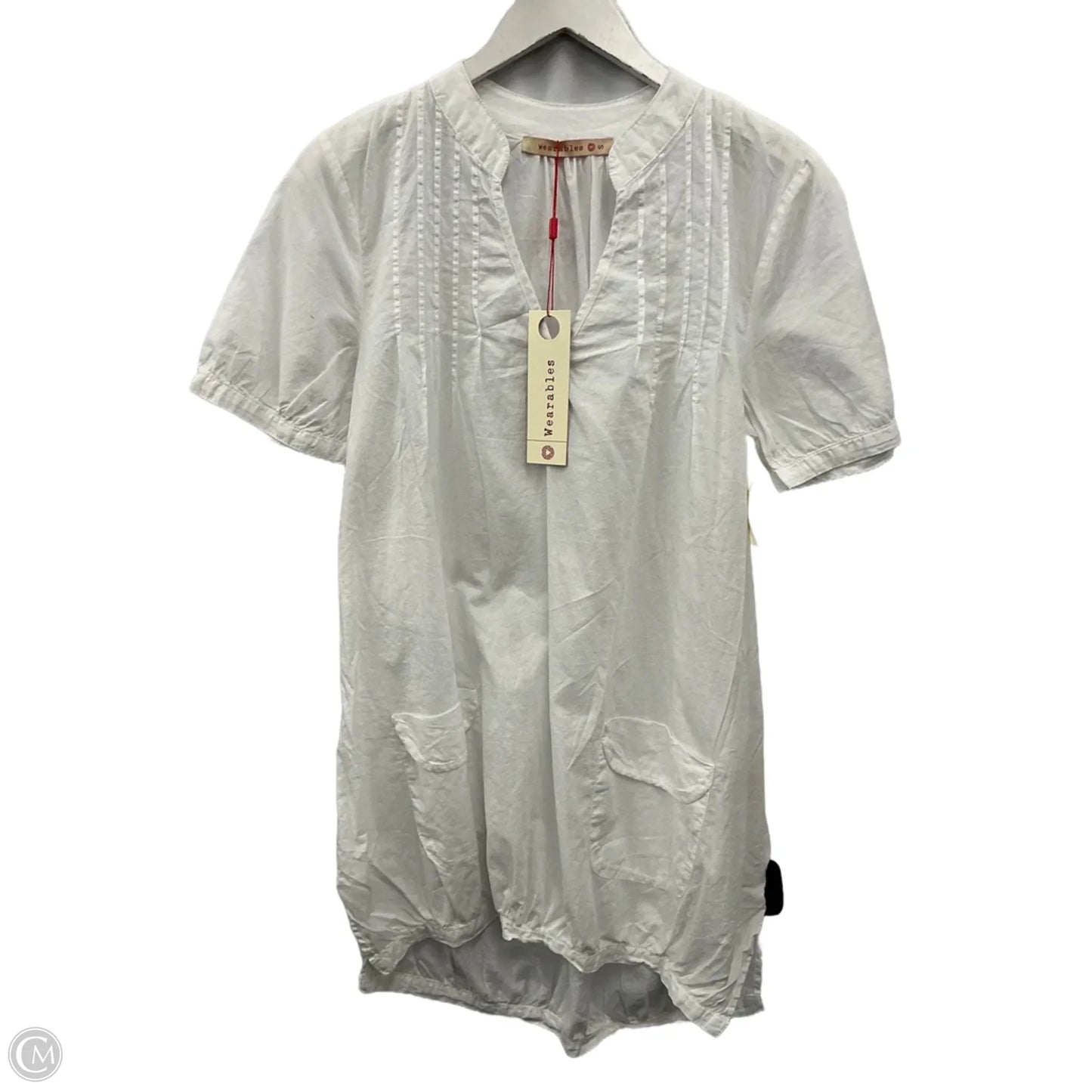 Tunic Short Sleeve By Clothes Mentor In White, Size: S