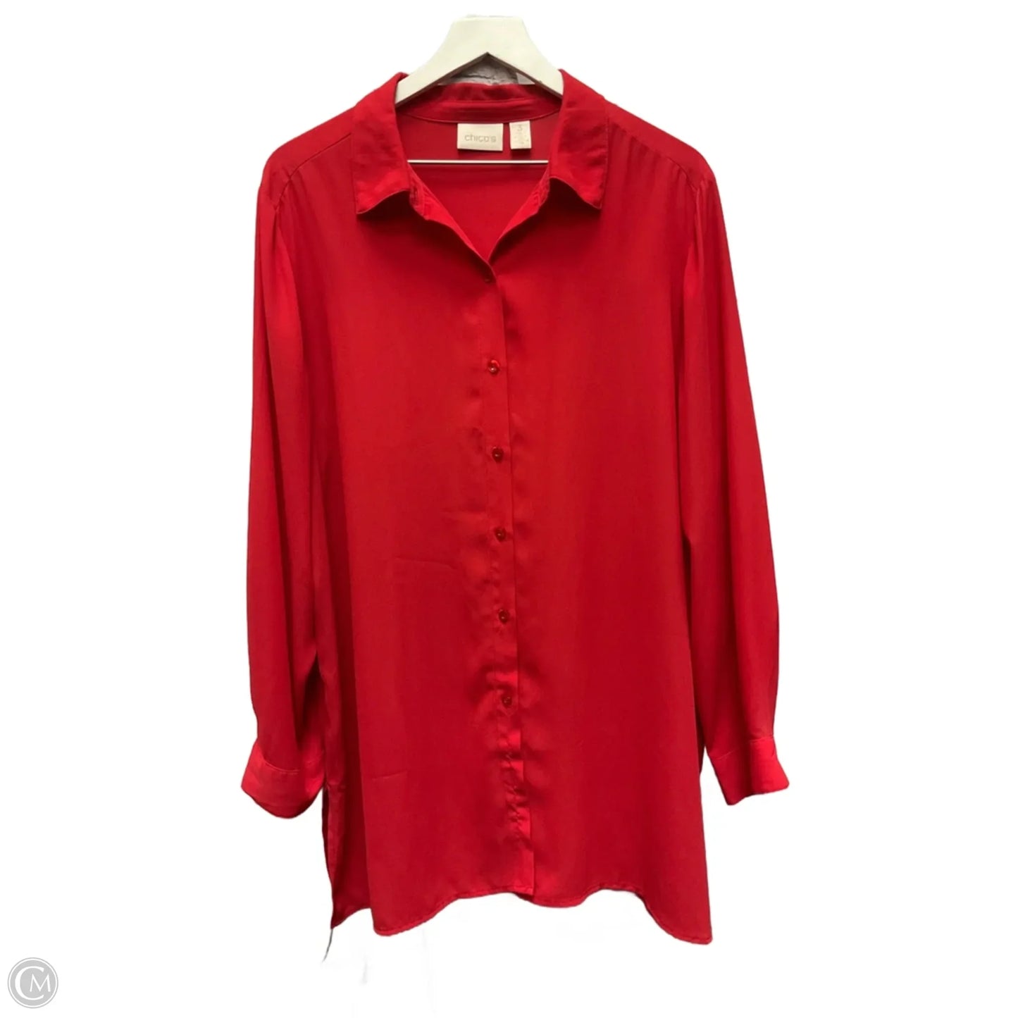 Blouse Long Sleeve By Chicos In Red, Size: Xl