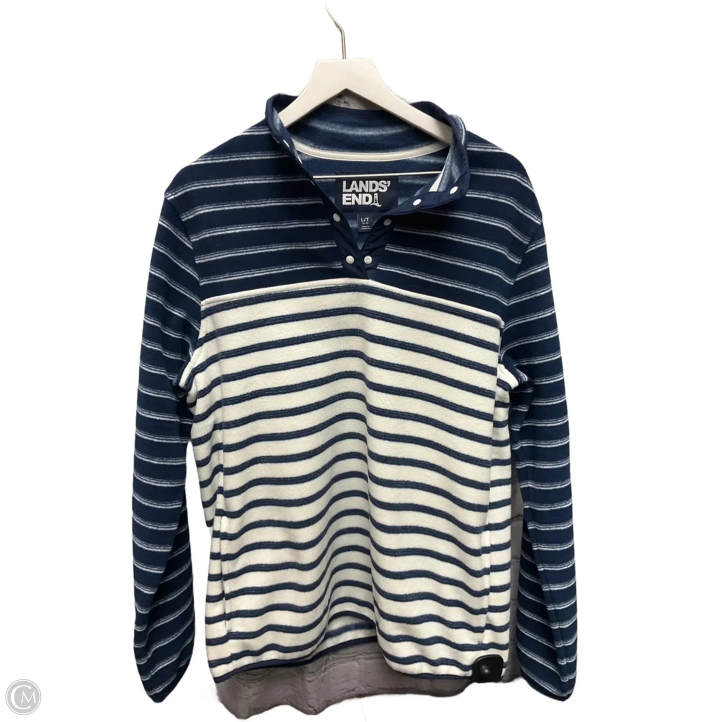 Athletic Fleece By Lands End In Striped Pattern, Size: L