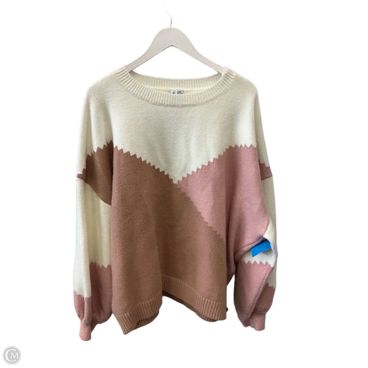 Sweater By Grace + Karma In Cream & Pink, Size: 3x