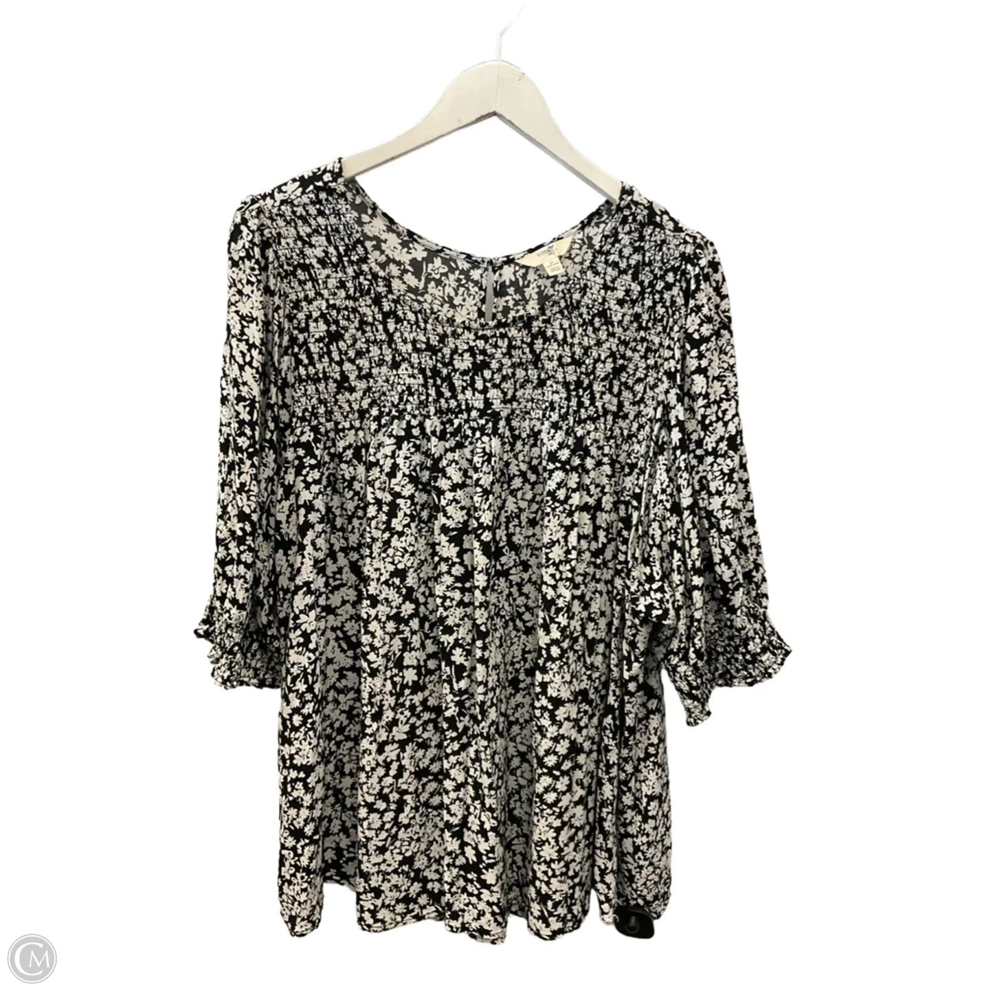 Top Short Sleeve By Terra & Sky In Black & White, Size: 3x